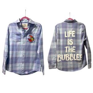 Cakeworthy S Disney Little Mermaid Ariel Life is the Bubbles Plaid Flannel Shirt